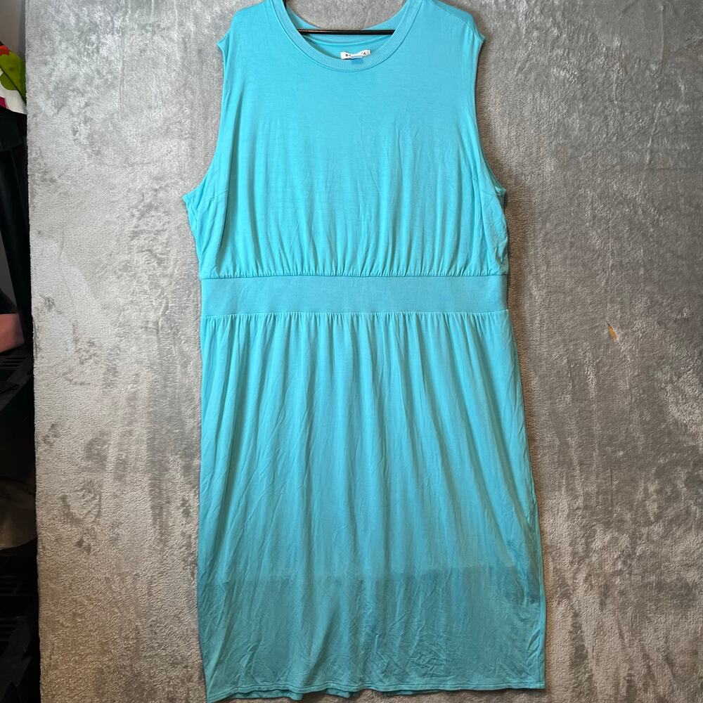 Athleta Santorini Cinch Dress‎ Sz 2X Athleisure Athletic Gulf Green Blue